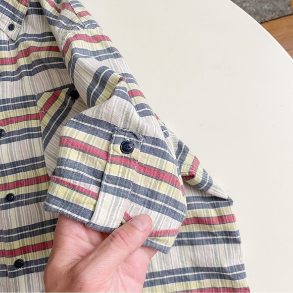 Burkman Bros Men’s Lightweight Cotton Stripe Short Sleeve Button Shirt Medium - Picture 3 of 7